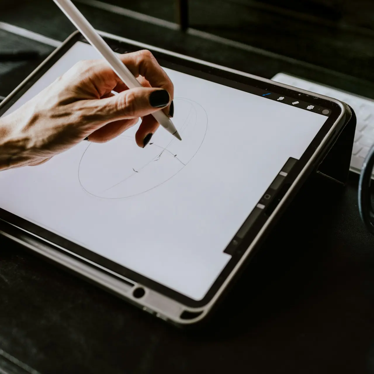 person holding white ipad with black case