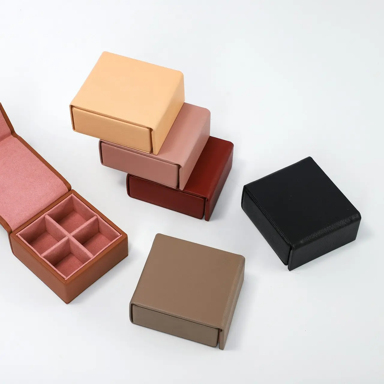 black leather flip case on white surface